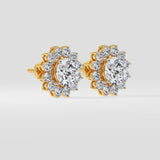 2 Ct Sunflower Halo Solitaire Studs