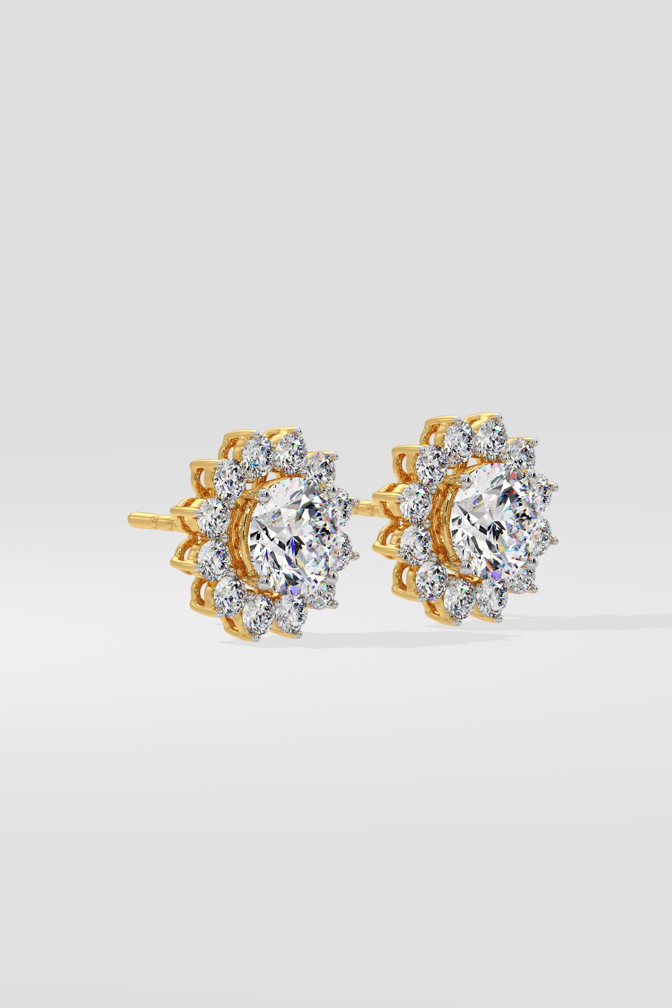 2 ct  Sunflower Halo Solitaire Studs