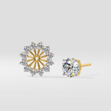 2 Ct  Sunflower Halo Solitaire Studs