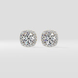 1 Ct Cushion Halo Studs