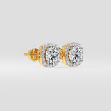 1 Ct Cushion Halo Studs