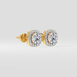 1 Ct Cushion Halo Studs