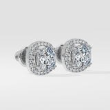 2 Ct Cushion-Cut Halo Earrings