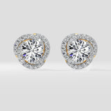 6 ct Solitaire Swirl Halo Earring