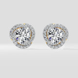 6 ct Solitaire Swirl Halo Earring