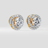 6 ct Solitaire Swirl Halo Earring