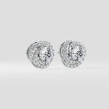2 Ct Solitaire Swirl Halo Earring