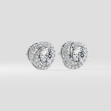 2 Ct Solitaire Swirl Halo Earring
