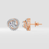 2 Ct Solitaire Swirl Halo Earring