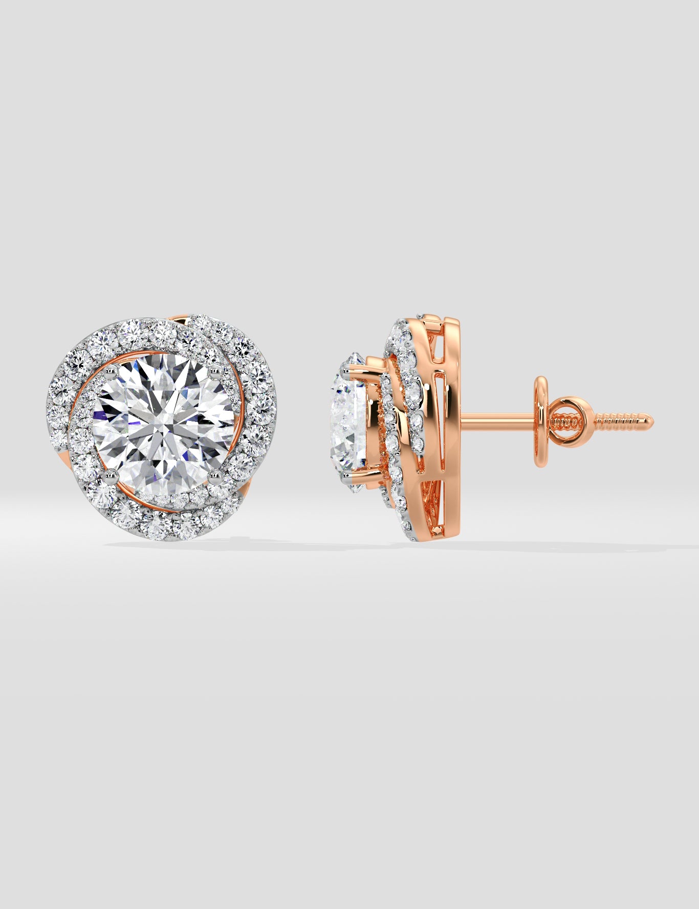 6 ct Solitaire Swirl Halo Earring