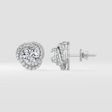 2 Ct Solitaire Swirl Halo Earring