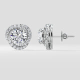 6 ct Solitaire Swirl Halo Earring