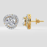 6 ct Solitaire Swirl Halo Earring