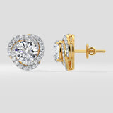 6 ct Solitaire Swirl Halo Earring