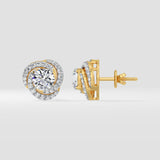 2 Ct Solitaire Swirl Halo Earring