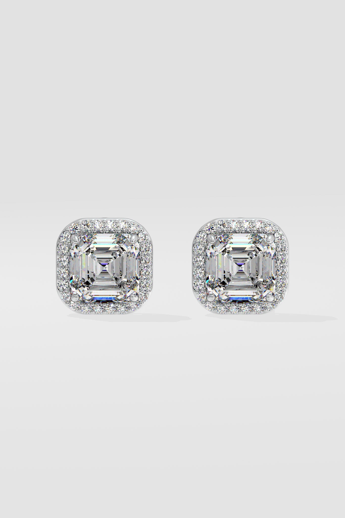 4 ct Asscher Halo Studs