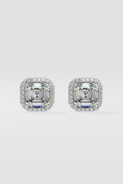 4 ct Asscher Halo Studs