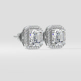 4 Ct Asscher Halo Studs