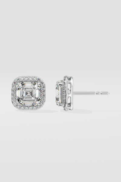 4 ct Asscher Halo Studs