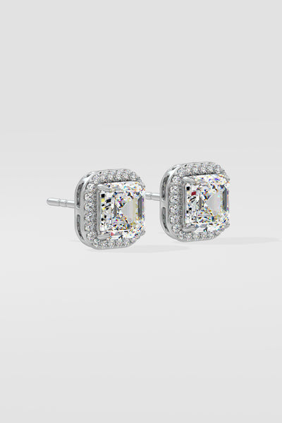 4 ct Asscher Halo Studs