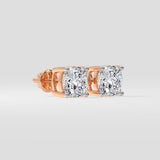 3 Ct Cushion Solitaire Studs