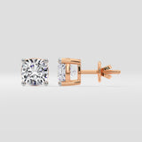 3 Ct Cushion Solitaire Studs