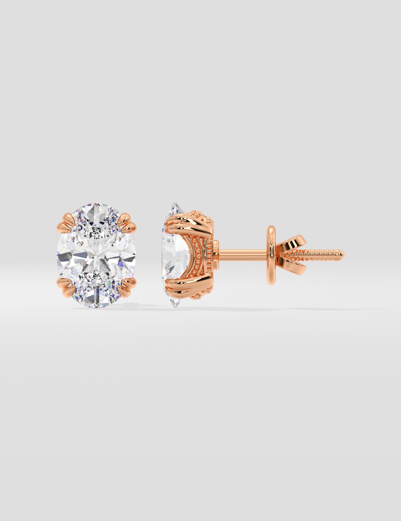 2 Ct Oval Dual Prong Studs