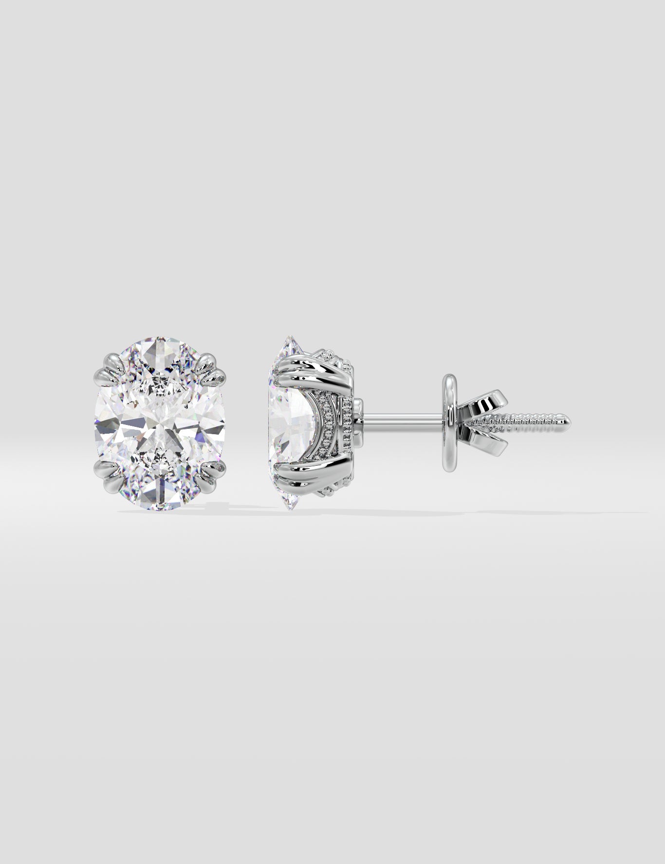 2 Ct Oval Dual Prong Studs