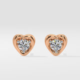 Mini Heart Solitaire Earrings