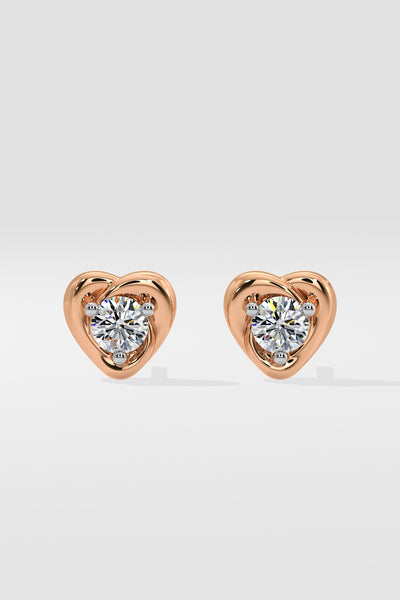 Mini Heart Solitaire Earrings