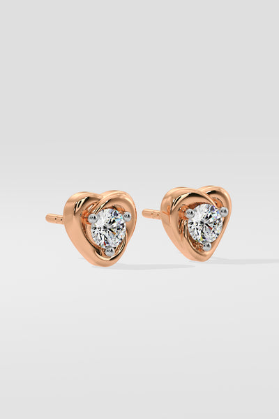 Mini Heart Solitaire Earrings