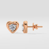 Mini Heart Solitaire Earrings