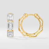 Tres Emerald Hoops