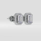 2 ct Emerald Halo Earrings