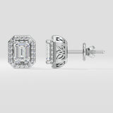 2 ct Emerald Halo Earrings