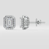 2 ct Emerald Halo Earrings