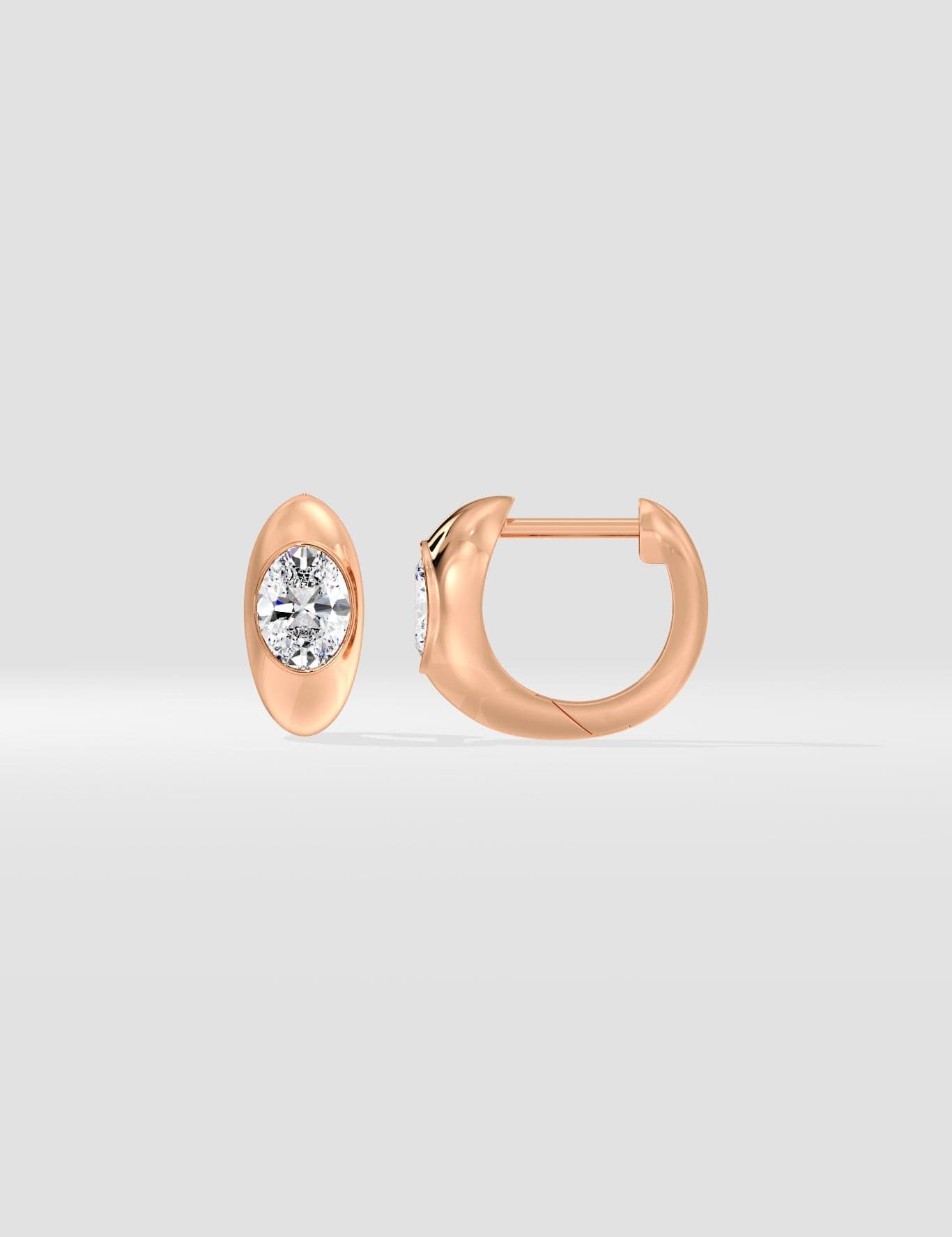 1 Ct Oval Bezel Hoops - House of Quadri