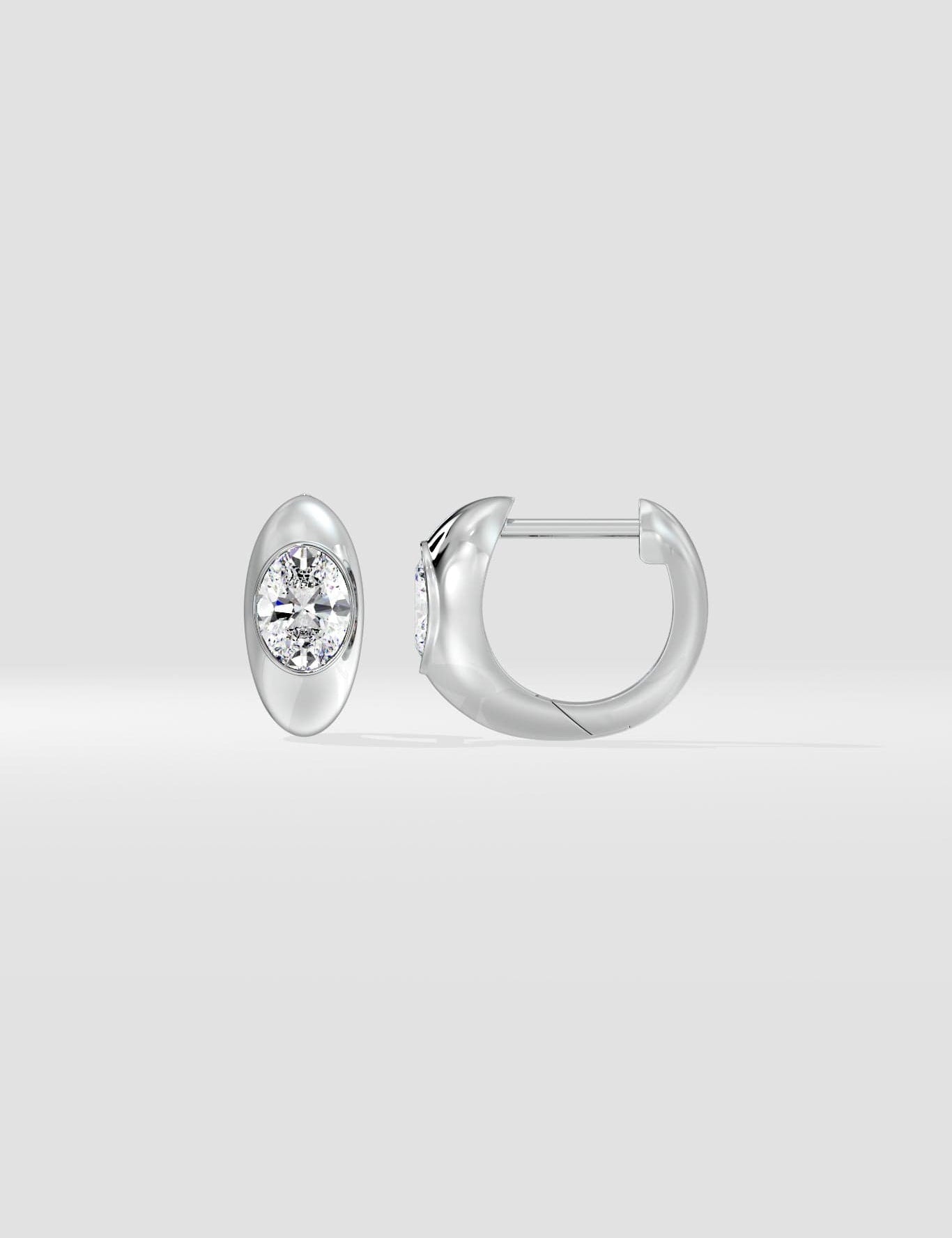 1 Ct Oval Bezel Hoops - House of Quadri