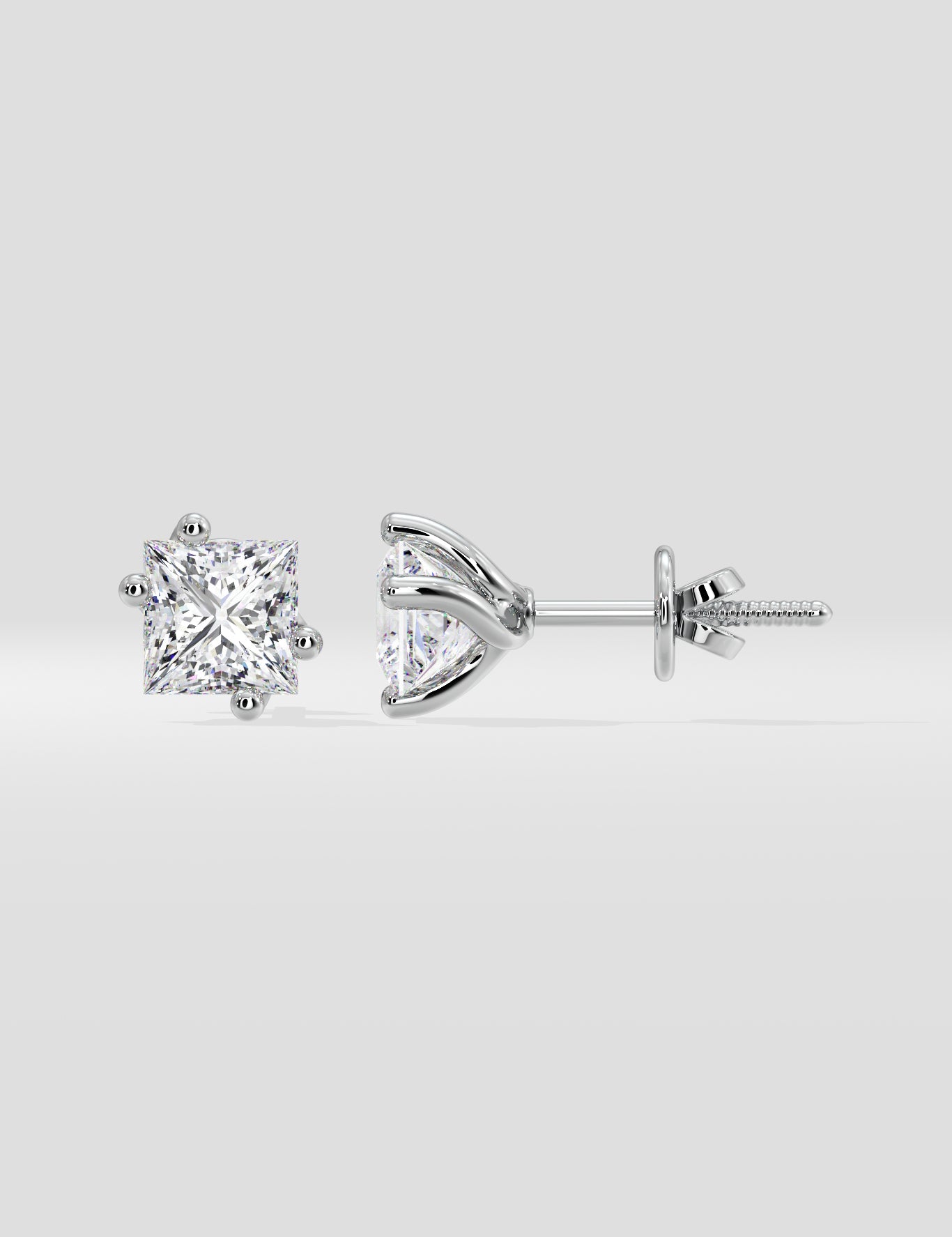 2 Ct Oblique Princess Studs