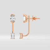1 Ct Oval Fusion Jacket Earrings - House of Quadri