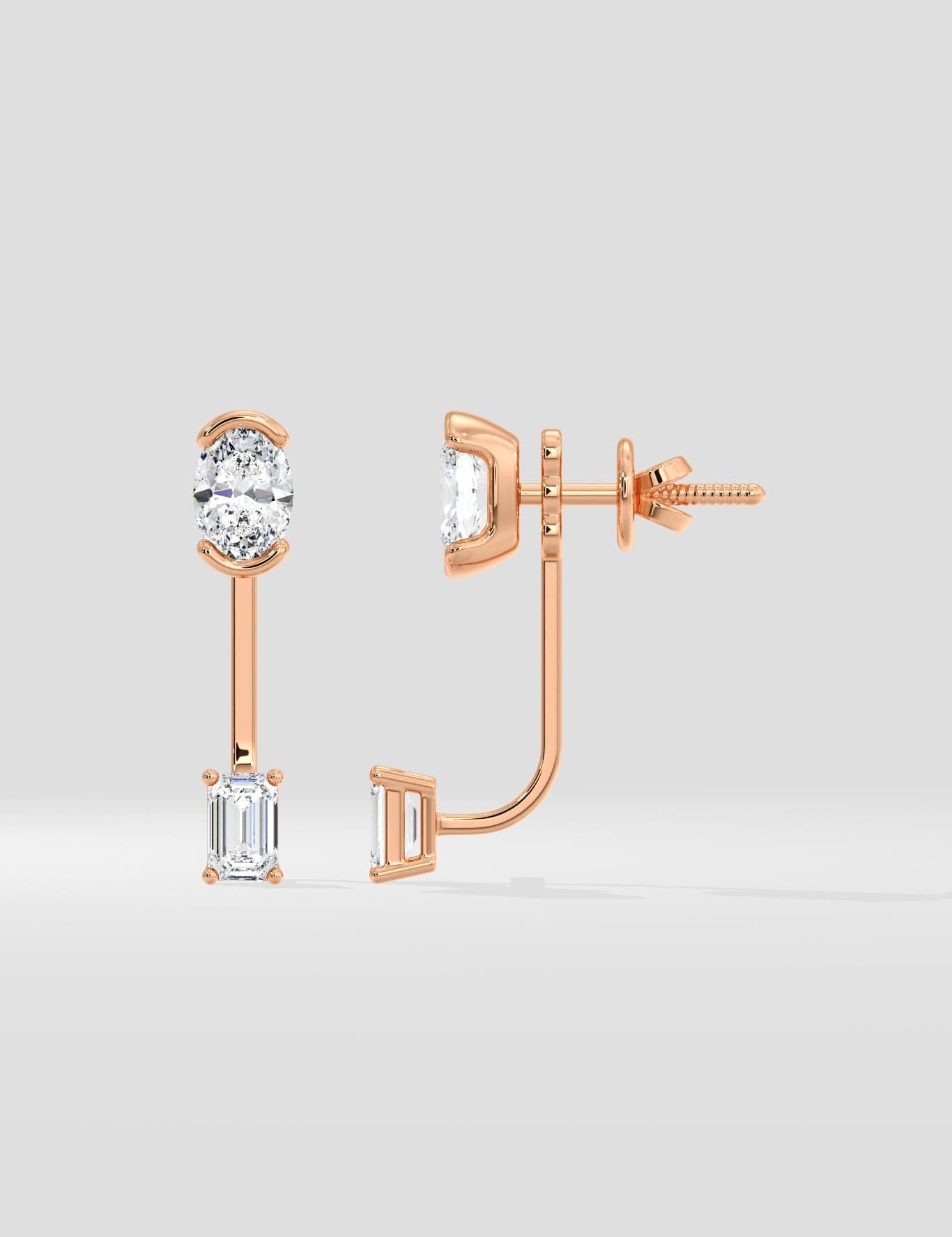 1 Ct Oval Fusion Jacket Earrings - House of Quadri