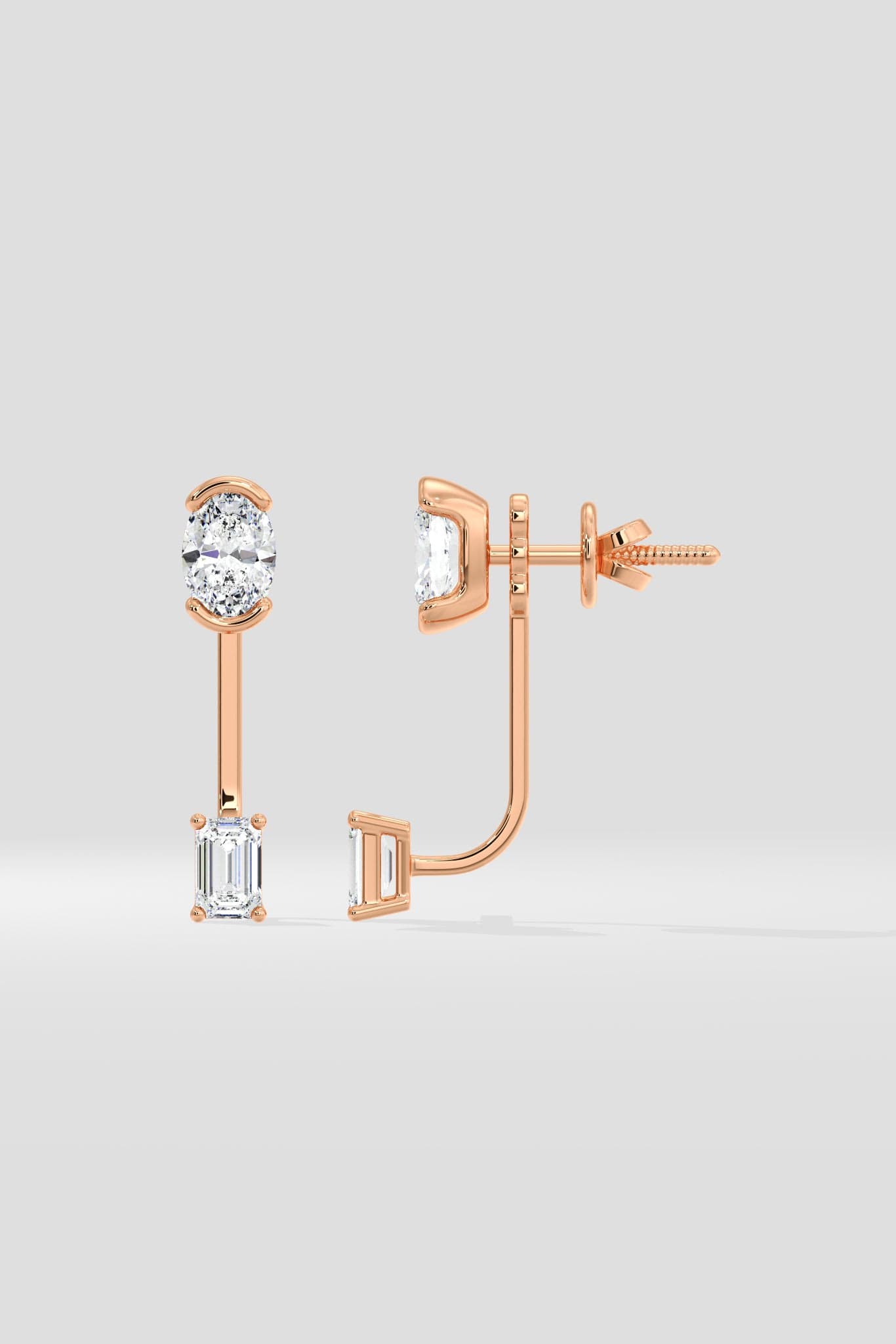 1 Ct Oval Fusion Jacket Earrings - House of Quadri