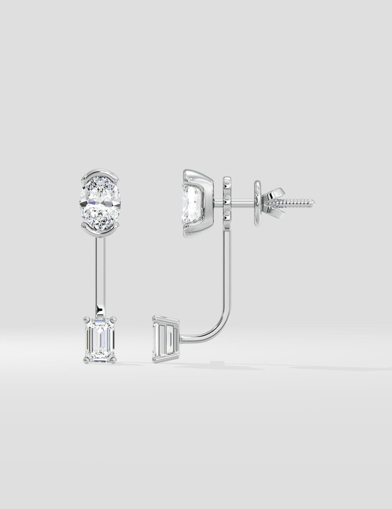 1 Ct Oval Fusion Jacket Earrings - House of Quadri