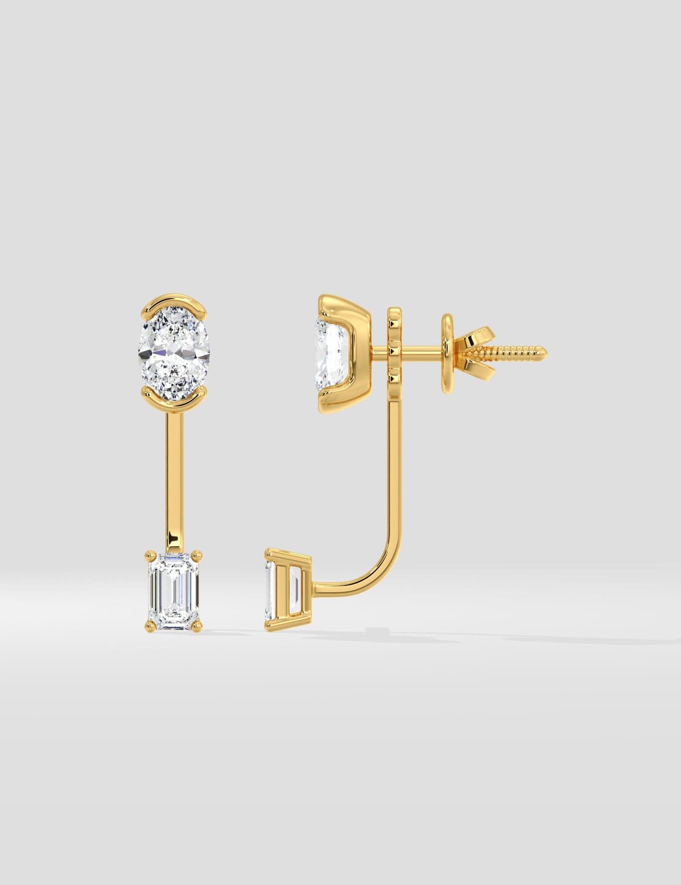 1 Ct Oval Fusion Jacket Earrings - House of Quadri