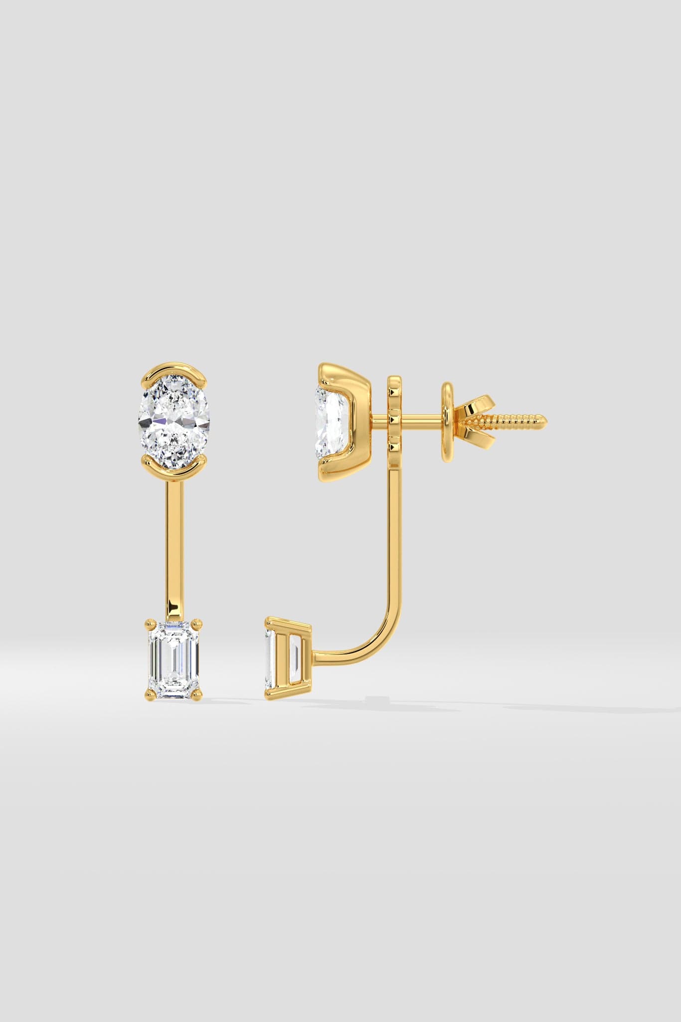 1 Ct Oval Fusion Jacket Earrings - House of Quadri