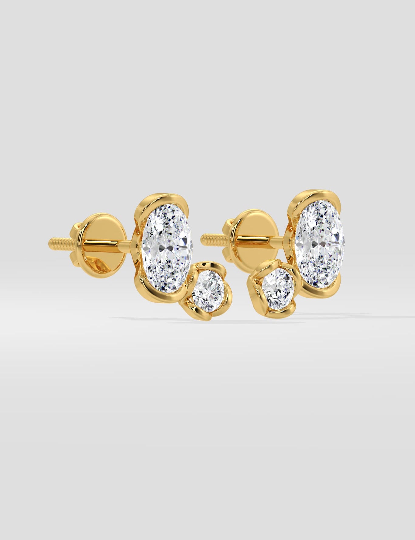 Oval Duelle Studs - House Of Quadri