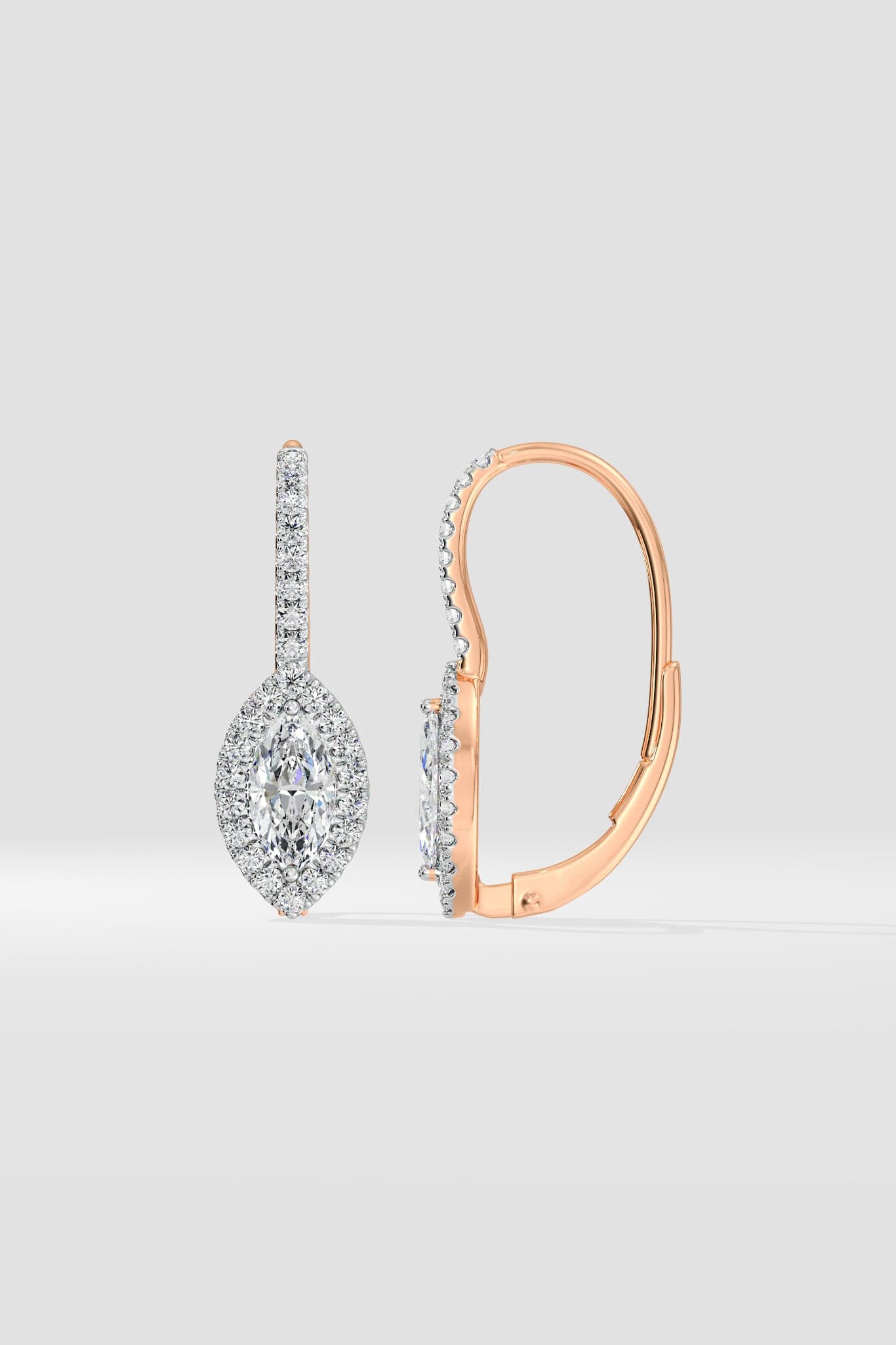 1 Ct Marquise Halo Huggies - House of Quadri