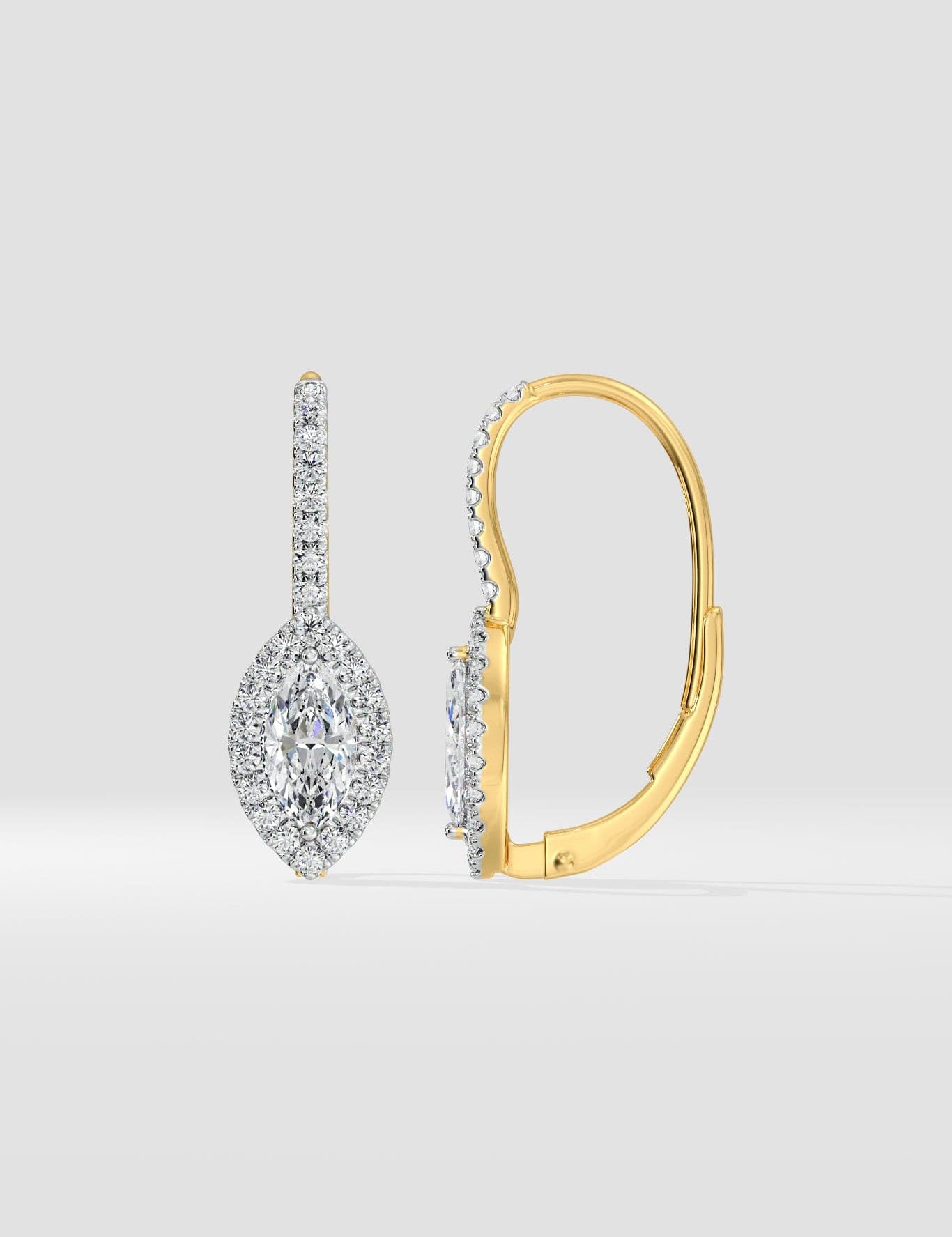 1 Ct Marquise Halo Huggies - House of Quadri
