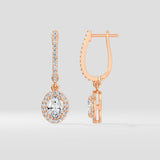 1 Ct Oval Halo Drops - House of Quadri