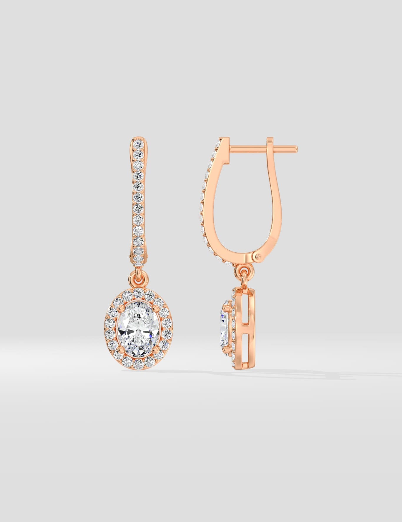 1 Ct Oval Halo Drops - House of Quadri